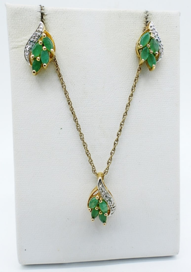 EMERALD GOLD TONE 925 SET (1 of 3)