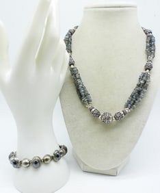 LABRADORITE HEMATITE 925 NECK / BRACELET