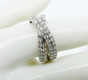 14KWG DIAMOND CROSSOVER RING