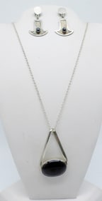 VINTAGE STERLING BLACK ONYX JEWELRY