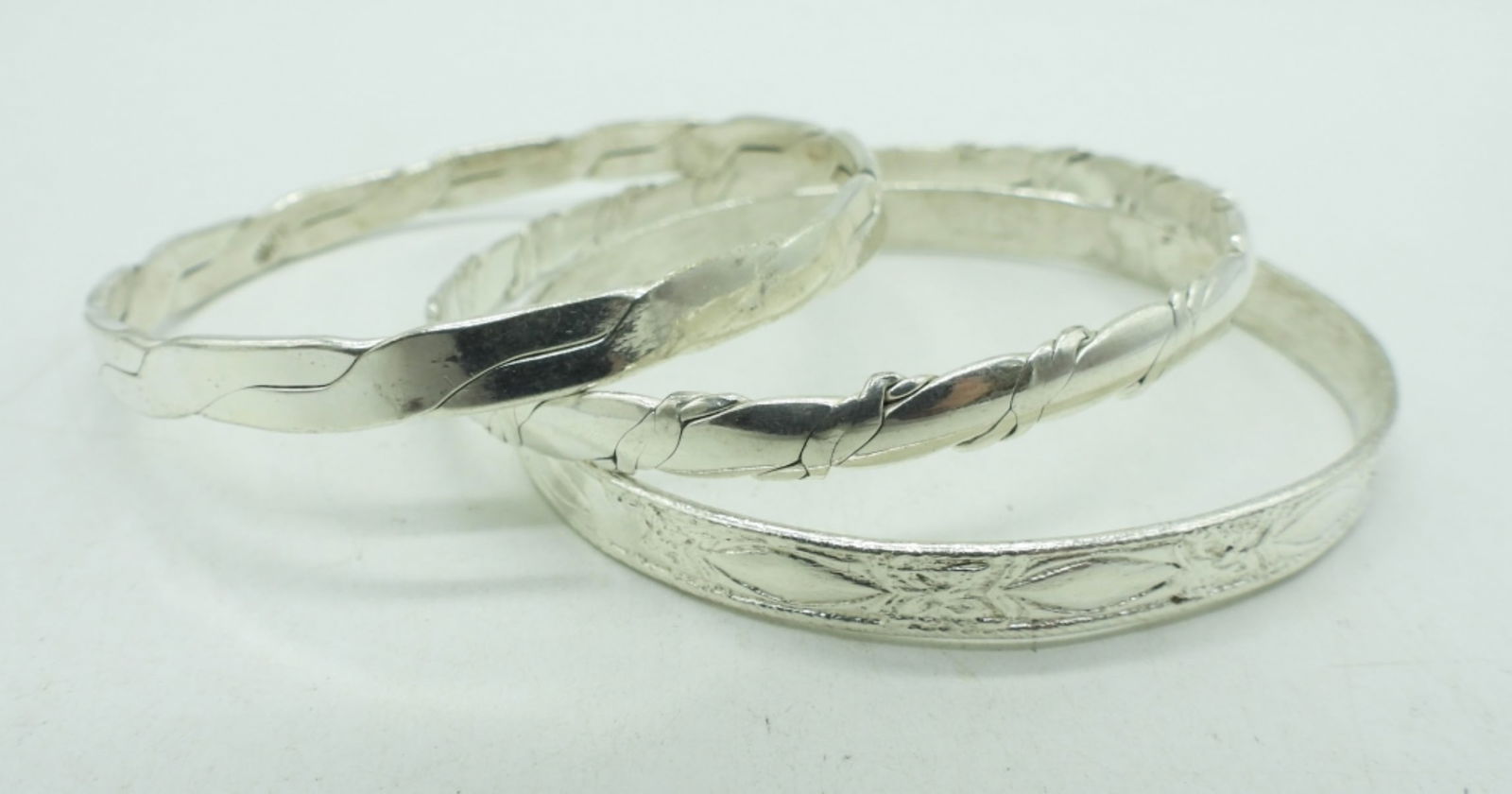 (3) SHINY STERLING BANGLE BRACELETS (1 of 2)