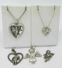 STERLING HEARTS & ANGELS PENDANTS