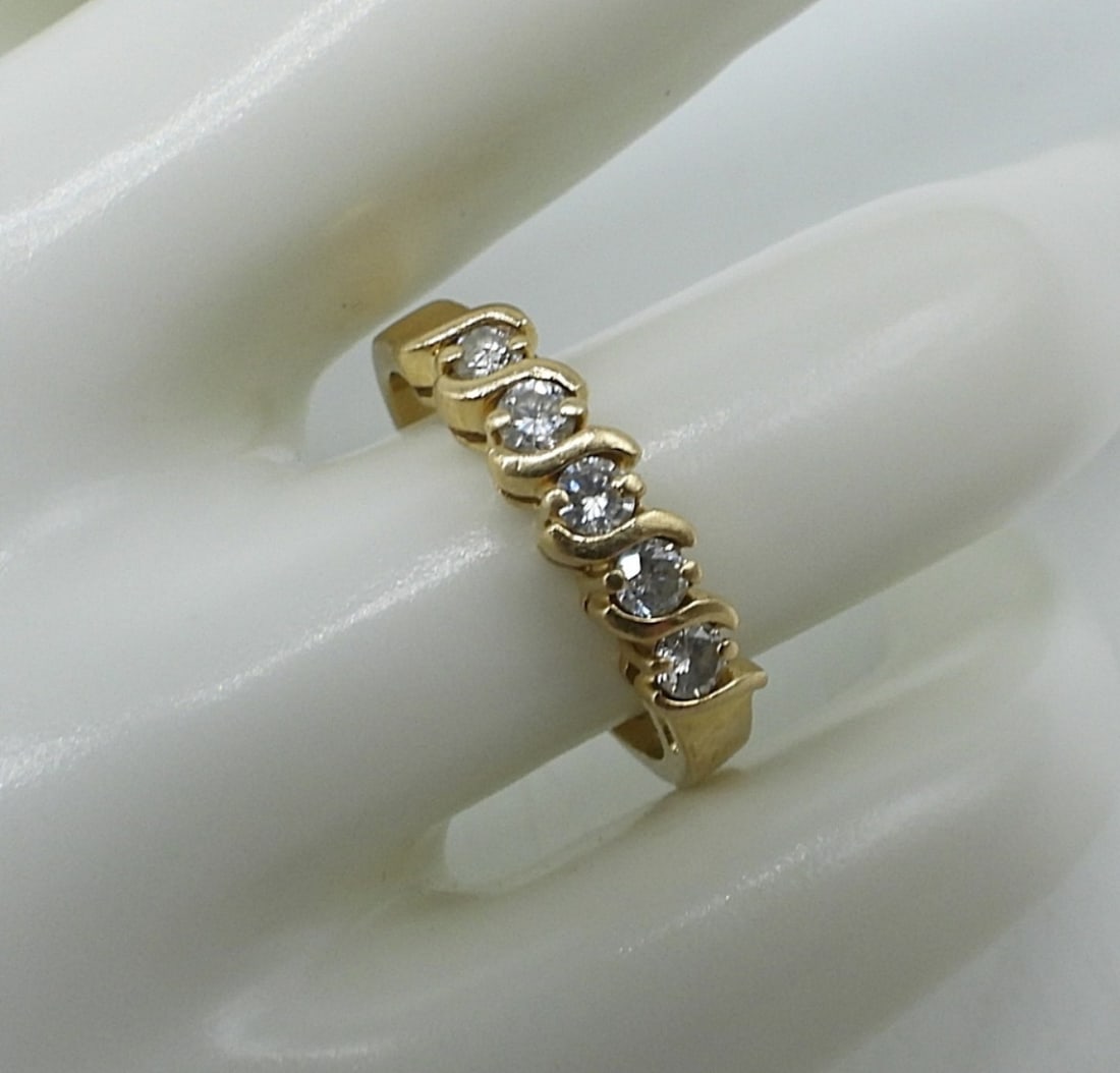 14K YELLOW GOLD, 5 DIAMOND RING (1 of 3)