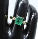 NATURAL EMERALD & DIAMOND 14KYG RING