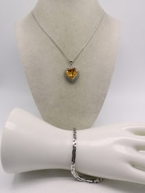 CITRINE HEART 925 PENDANT & BRACELET