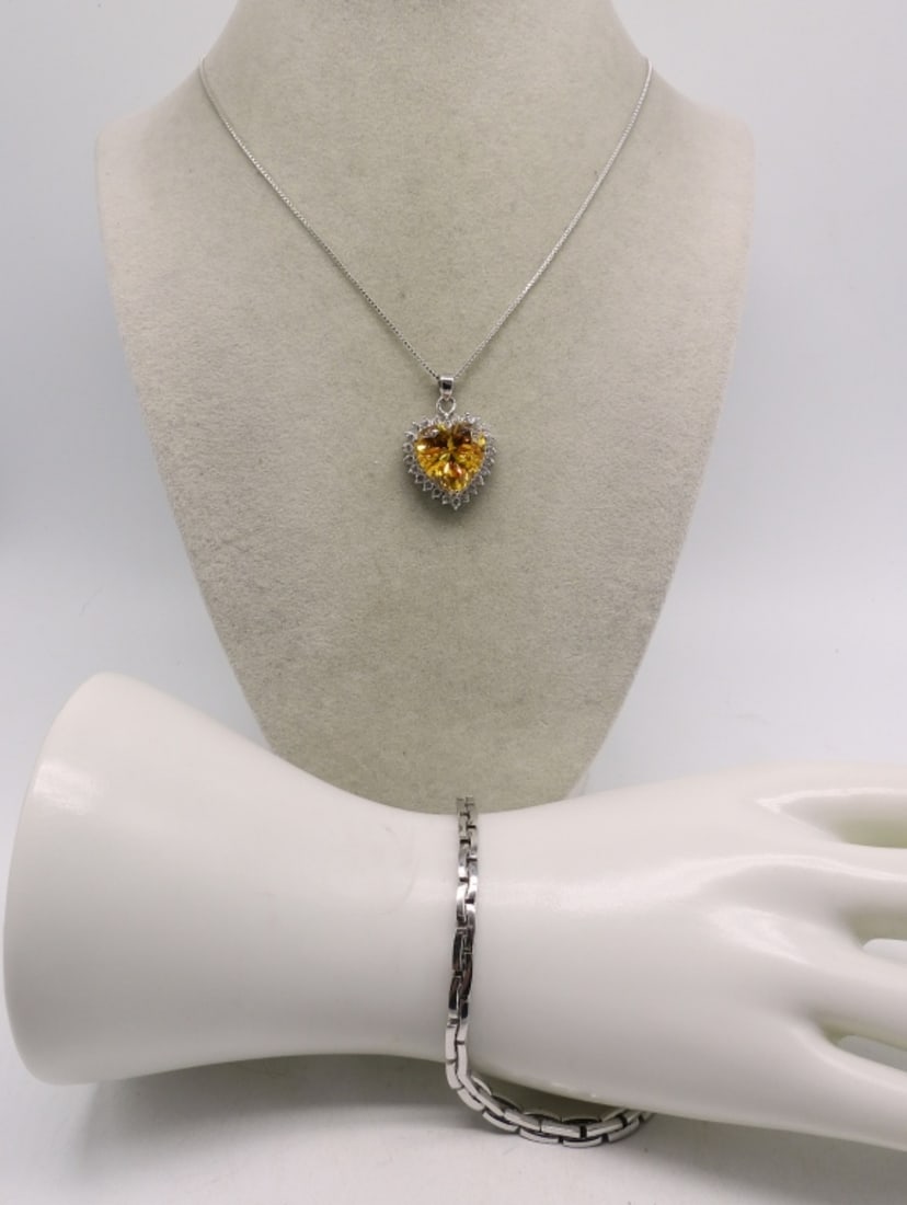 CITRINE HEART 925 PENDANT & BRACELET (1 of 3)