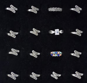 (16) STERLING MARCASITE FASHION RINGS