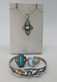 TURQUOISE, LARIMAR, BLUE TOPAZ 925