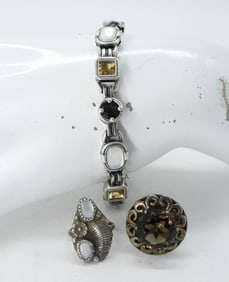 SMOKEY QUARTZ , MOP & CITRINE 925