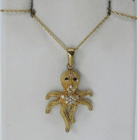 GOLD TONE 925 OCTOPUS NECKLACE