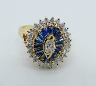 14KYG DIAMOND SAPPHIRE RING