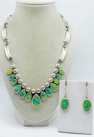 GREEN / YELLOW TURQUOISE STERLING SET