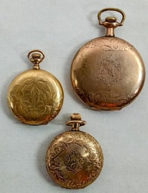 (3) GOLD TONE HUNTING CASE WATCHES