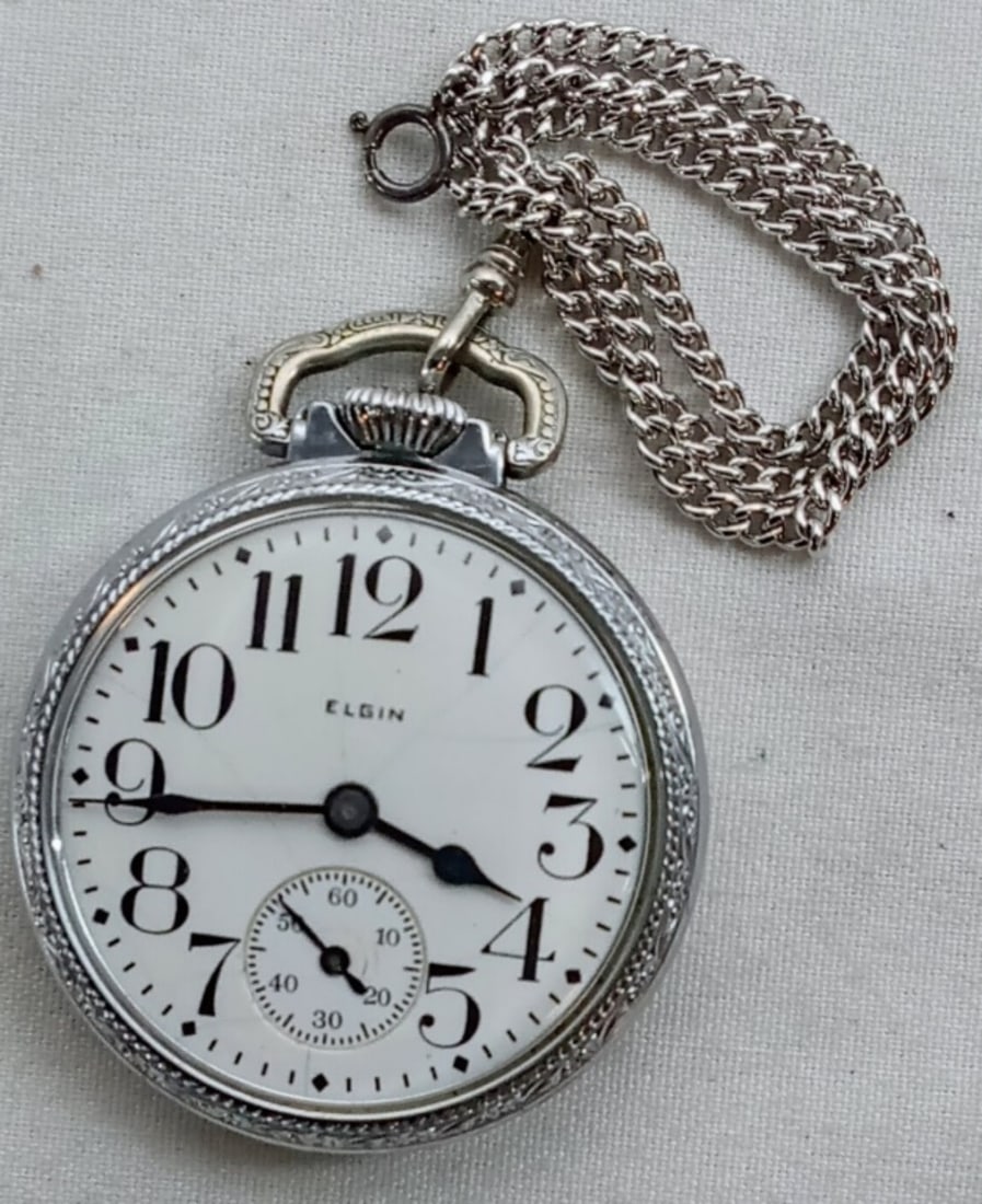 ELGIN ART DECO OPENFACE POCKET WATCH (1 of 3)
