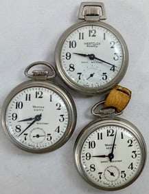 (3) WORKING WESTCLOX POCKET WATCHES