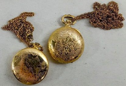 (2) LADIES PENDANT POCKET WATCH LOT