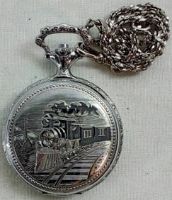 TIMEX "TRAIN" CASE POCKET WATCH - NICE