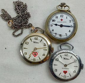(3) WIND-UP POCKET WATCHES FOR PARTS