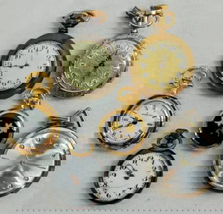 (6) SMALL POCKET / PENDANT WATCH LOT: Watches are not verified, authenticated, or tested in running condition unless otherwise specified.