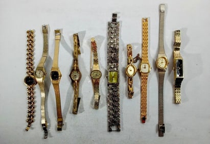 10 LADIES GOLD TONE WATCHES