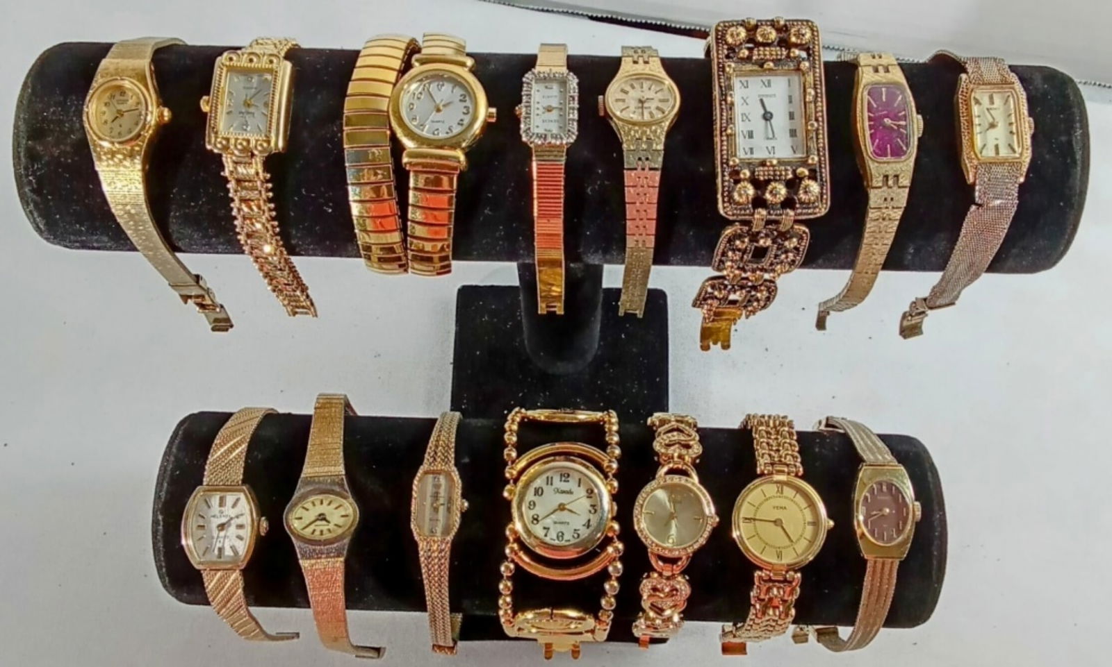 15 LADIES GOLD TONE WATCHES: WATCHES ARE NOT VERIFIED, AUTHENTICATED, OR TESTED IN RUNNING CONDITION UNLESS SPECIFIED, INCLUDING CITIZEN, SEIKO, GUESS, VANITY FAIR, AND MORE