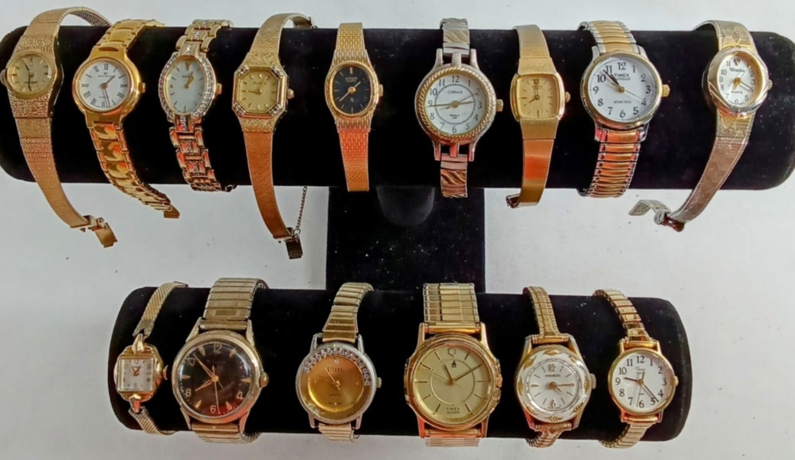 15 LADIES GOLD TONE WATCHES: WATCHES ARE NOT VERIFIED, AUTHENTICATED, OR TESTED IN RUNNING CONDITION UNLESS SPECIFIED, INCLUDING TIMEX, BULOVA, SEIKO, CITIZEN, AND MORE