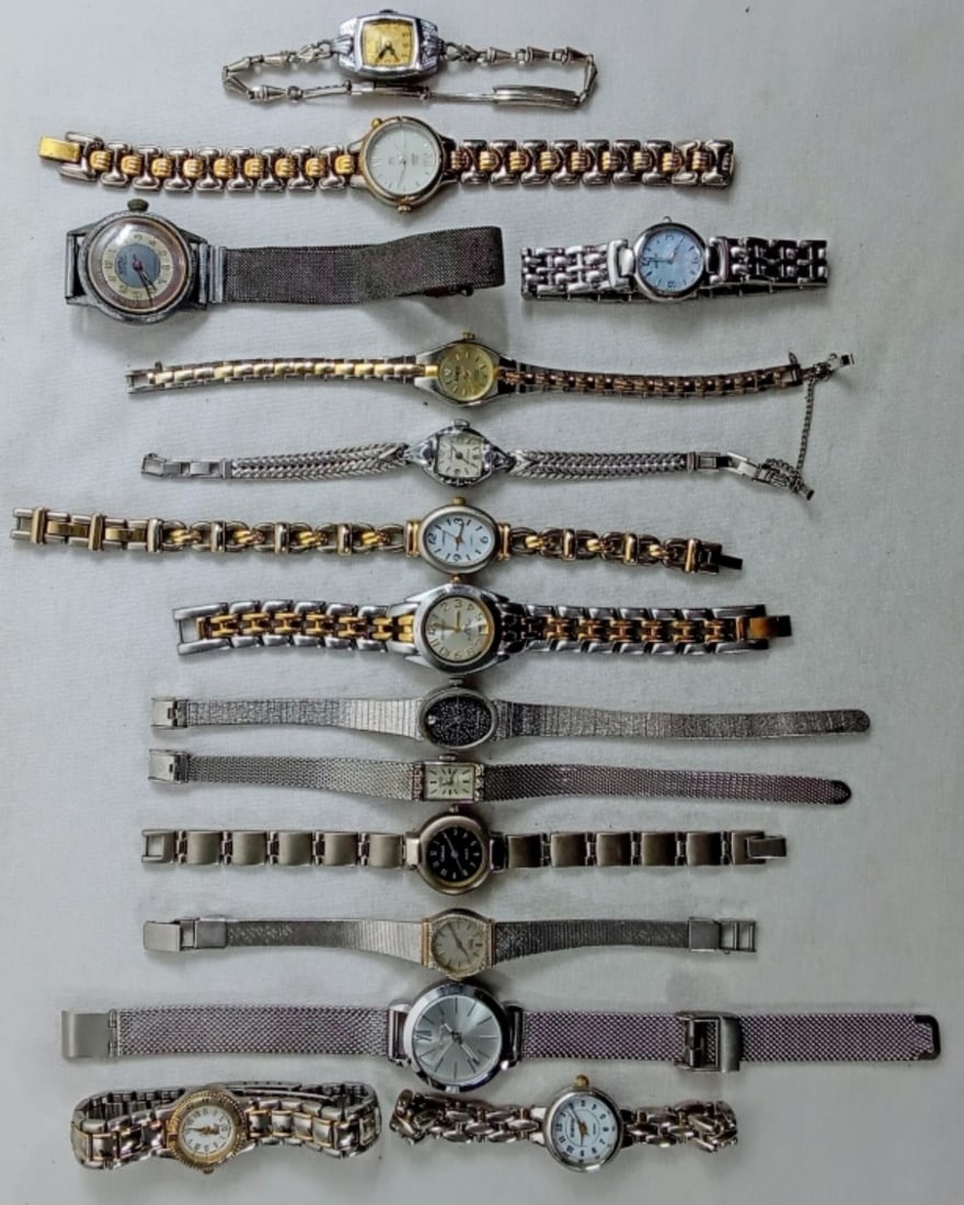 15 LADIES SILVER TONE WATCHES (1 of 1)