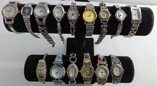 15 LADIES SILVER TONE WATCHES