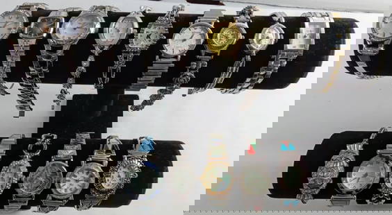 15 LADIES SILVER TONE WATCHES: WATCHES ARE NOT VERIFIED, AUTHENTICATED, OR TESTED IN RUNNING CONDITION UNLESS SPECIFIED, INCLUDING GRUEN, RELIC, TIMEX, FOSSIL, SEIKO, BULOVA, AND MORE