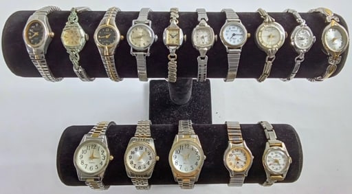 15 LADIES SILVER TONE WATCHES