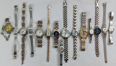 15 LADIES SILVER TONE WATCHES