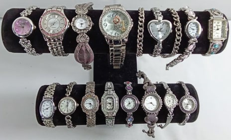 15 LADIES SILVER TONE WATCHES