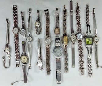 15 SILVER TONE LADIES WATCHES