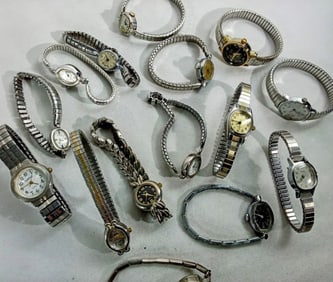 15 SILVER TONE LADIES WATCHES