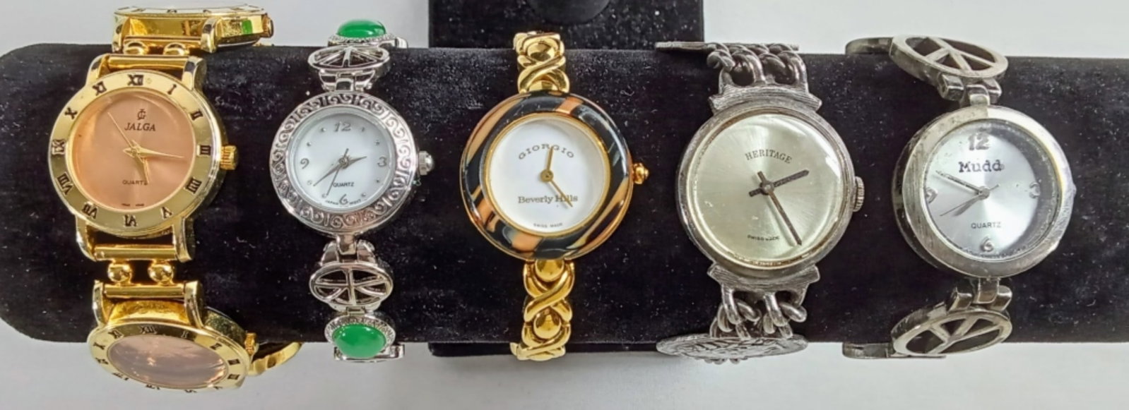 (5) FASHION UNIQUE WATCHES - GIORGIO: MUDD, JALGA w/PENNIES & MORE - Watches are not verified, authenticated, or tested in running condition unless otherwise specified.