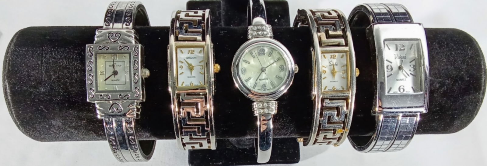 (5) CUFF FASHION SILVER TONE: WATCHES ARE NOT VERIFIED, AUTHENTICATED, OR TESTED IN RUNNING CONDITION UNLESS SPECIFIED, INCLUDING VIVAIN, GRUEN, & MORE