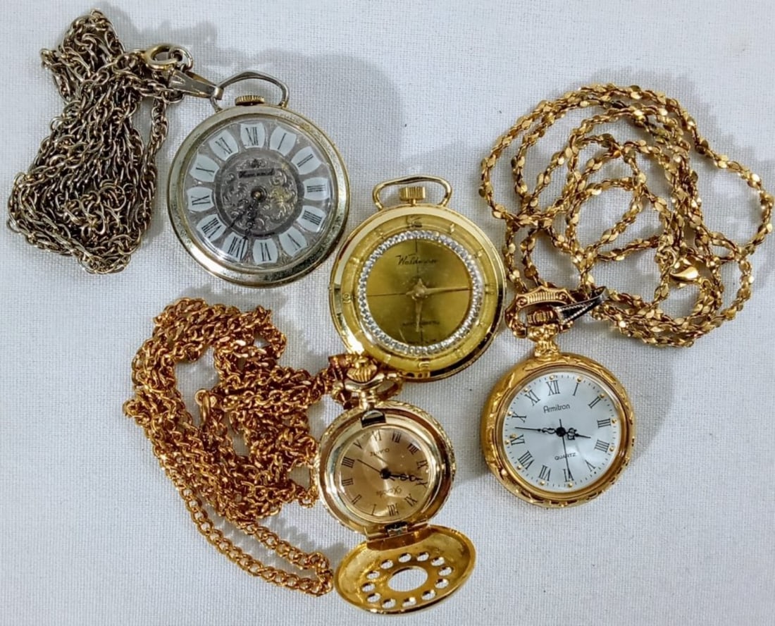(4) POCKET WATCH PENDANT: WATCHES ARE NOT VERIFIED, AUTHENTICATED, OR TESTED IN RUNNING CONDITION UNLESS SPECIFIED, INCLUDING WALDMAN, ARMITRON, HAMMOND, XANADU