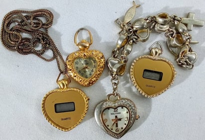 (4) HEART PENDANT WATCHES
