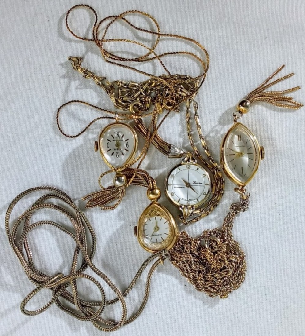 (4) PENDANT WATCHES: WATCHES ARE NOT VERIFIED, AUTHENTICATED, OR TESTED IN RUNNING CONDITION UNLESS SPECIFIED, INCLUDING LUCERNE, ENDURA, HAWTHORN, & SHEFFIELD