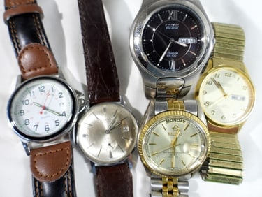 (5) MIXED LOT MENS WATCHES DAY/DATE