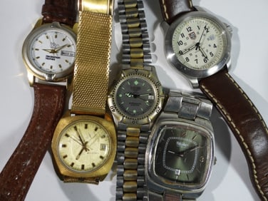 (5) MENS MIXED LOT DAY/DATE WATCHES