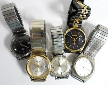 (5) MENS LOT DAY/DATE WATCHES