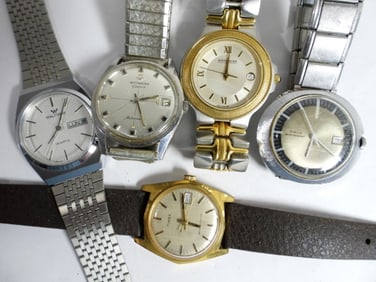 (5) MENS LOT DAY/DATE WATCHES