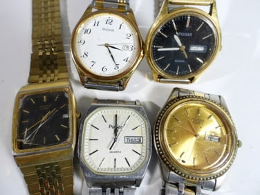 (5) MENS LOT DAY/DATE WATCHES