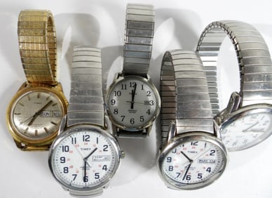 (5) MENS LOT DAY/DATE WATCHES