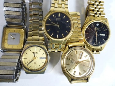 (5) MENS LOT DAY/DATE WATCHES