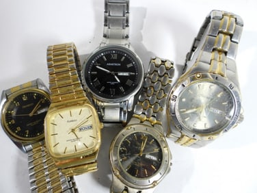 (5) MENS LOT DAY/DATE WATCHES