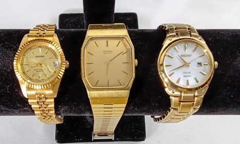 (3) GOLD TONE DRESS WATCHES