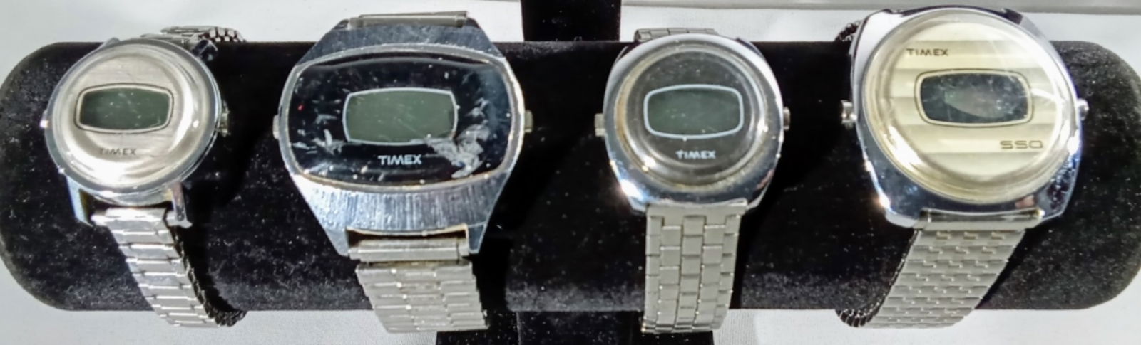 (4) TIMEX LCD/LED WATCHES: VARIOUS STYLES / USED, PRE-OWNED - Watches are not verified, authenticated, or tested in running condition unless otherwise specified.