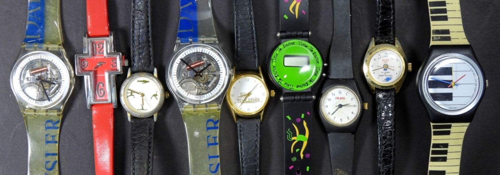 (9) NOVELTY LOT - (2) DAIMLER SWATCH: (1) CROSS, PIANO, DANCE TIME & MORE - UNTESTED